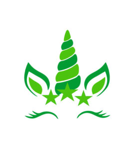 Leafy Green Stars and Eyebrows Unicorn Vector Art