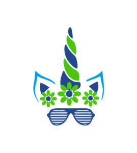 Floral Green & Blue Sunglasses Unicorn Vector Art