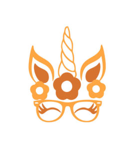 Stellar Orange & Brown Eyeglasses Unicorn Vector Art