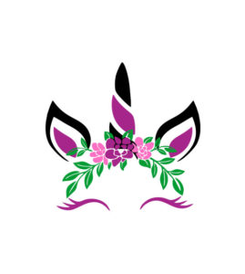 BLACK & PURPLE EYEBROWS, FLORAL VINE UNICORN VECTOR ART