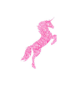 GLITTERING PINK REARING UNICORN VECTOR ART