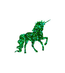 Exotic Green Glittering Dancing Unicorn Vector Art
