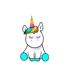 CUTE RAINBOW COLORED BABY UNICORN VECTOR ART