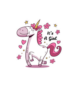 Lovable Mare Captioned Its a Girl Unicorn Vector Art