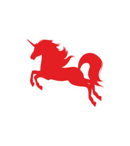 Radiant Red Jumping Stallion Unicorn Vector Art
