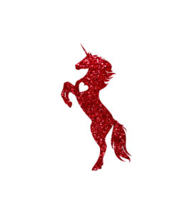 Heart Induced Red Glittering Rearing Unicorn Vector Art
