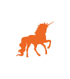 Captivating Orange Trotting Unicorn Vector Art