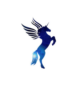 BLUE NIGHT SKY INDUCED REARING UNICORN VECTOR ART