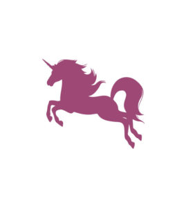 Plum Purple Galloping Unicorn Vector Art