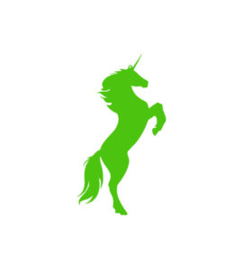 Shamrock Green Rearing Unicorn Vector Art