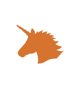 Admiring Orange Unicorn Vector Art