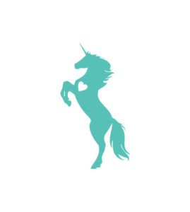 SEA GREEN HEART INDUCED REARING UNICORN VECTOR ART