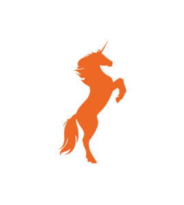 Invigorating Orange Rearing Unicorn Vector Art