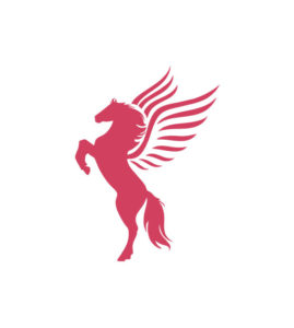 Admiring Pink Rearing Horse Pegasus Vector Art