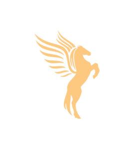 Alluring Peach Orange Rearing Pegasus Vector Art