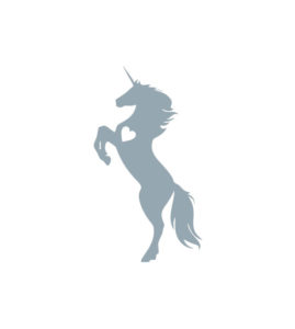 Steel Grey Heart Induced Rearing Unicorn Vector Art