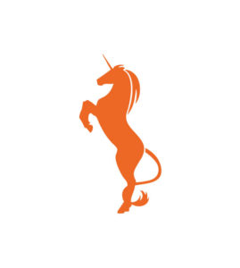 Beautiful Orange Rearing Unicorn Vector Art