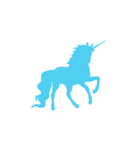 Long Tailed Sky Blue Unicorn Vector Art