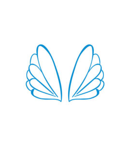 ENAMORING TRUE BLUE OUTLINED PEGASUS WINGS VECTOR ART