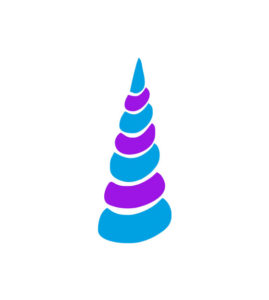 Purple and True Blue Unicorn Horn Vector Art