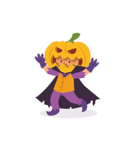 JACK O LANTERN HALLOWEEN KID COSTUME VECTOR ART