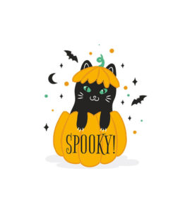 Halloween Spooky Cat Sith Jack OLantern Vector Art