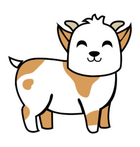 Brown and white cute baby goat vector