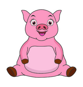 Happy Sitting Pig Vector