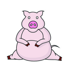 Poster Fat Pig Cartoon