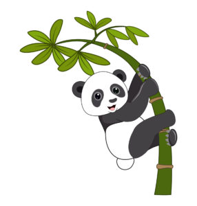 panda hanging on tree