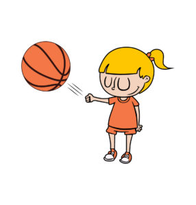 cute girl play basketball