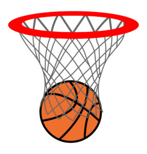 orange basketball in hoop