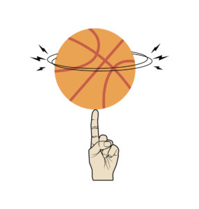 rotating orange basketball on finger