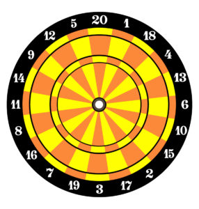 Yellow and orange dartboard