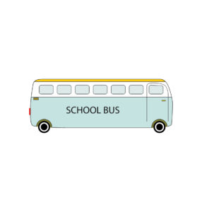 School Bus Vector In Light Blue Color
