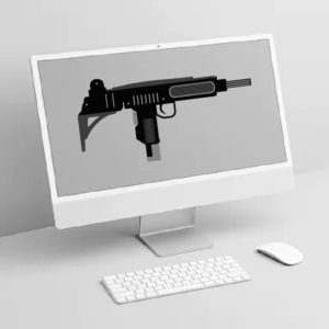 US Army Military Gun In GrayScale Color