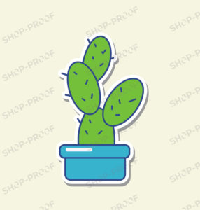 3D Look Cactus Vector Design With Background Color