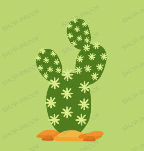 Cacti Royalty Vector With Green Color Background
