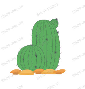 Cactus Logo Vector With Stone