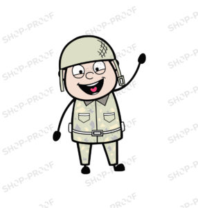 Cute Army Man Cartoon Saying Hello Vector
