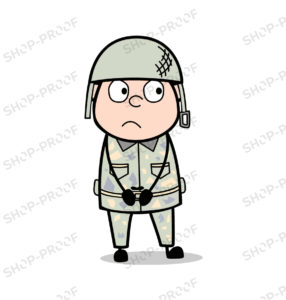 Cute Army Sad Boy Cartoon Vector