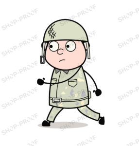 Cute Army Walking Boy Cartoon Vector
