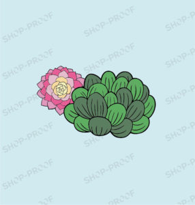 Flower Cactus Vector Design In Blue Background