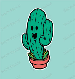 Green Saguaro Cactus Sticker With A White Border Vector