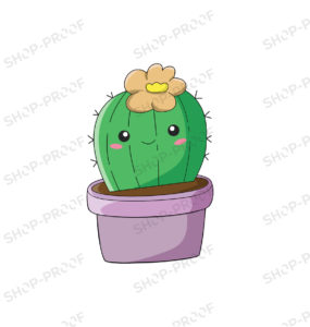 Kawaii Cactus Purple Pot Vector