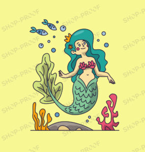 Crown Mermaid Vector With Fishes