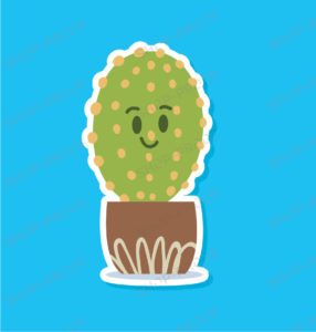 Cute Face Expression Cactus Vector Design