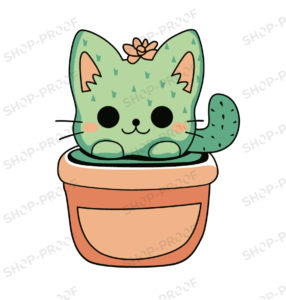 Kitty Cactus Cartoon Vector