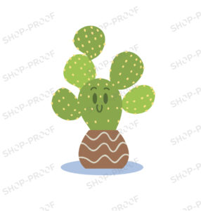 Pot Cartoon Cactus Vector