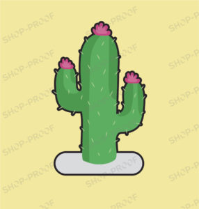 With Yellow Background Cactus Vector